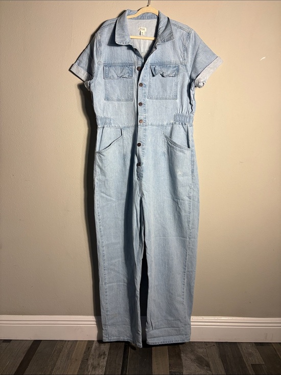 a.n.a Pants - a.n.a Light Blue Denim Wide-Leg Jumpsuit